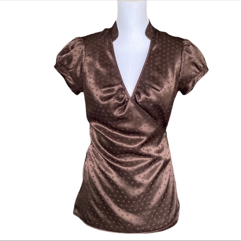 Express Design studio brown wrap blouse. Size M - Picture 5 of 5